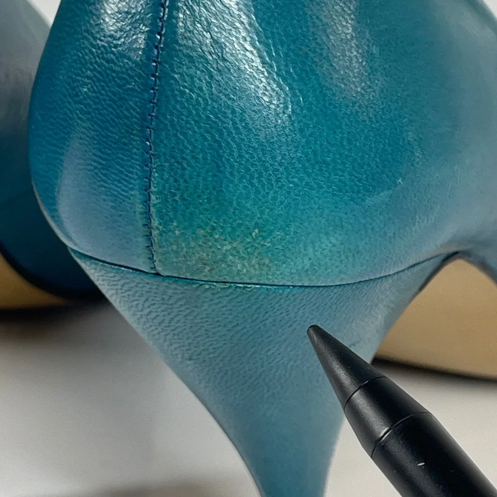 Vintage Nina Turquoise Blue Leather 80s High Heel Pumps Size 6-6.5 Halloween